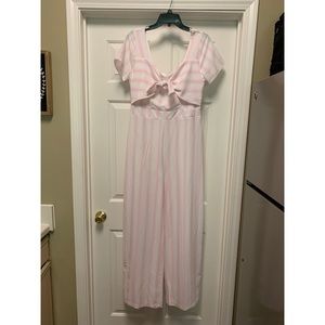 GB Baby Pink and White Striped Jumpsuit